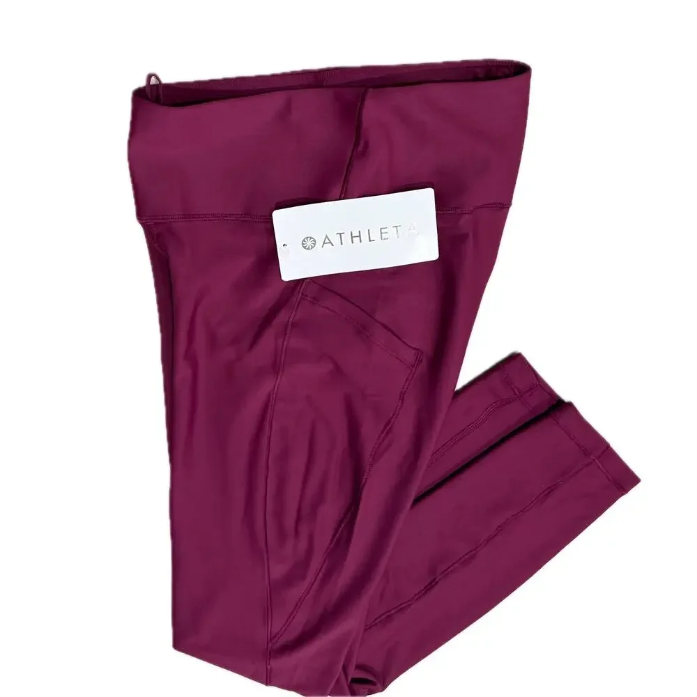 Athleta 🍷💪🏽🍇 Wild Plum Interval Stash High Rise 7/8 Leggings Size XS NWT - Picture 8 of 9